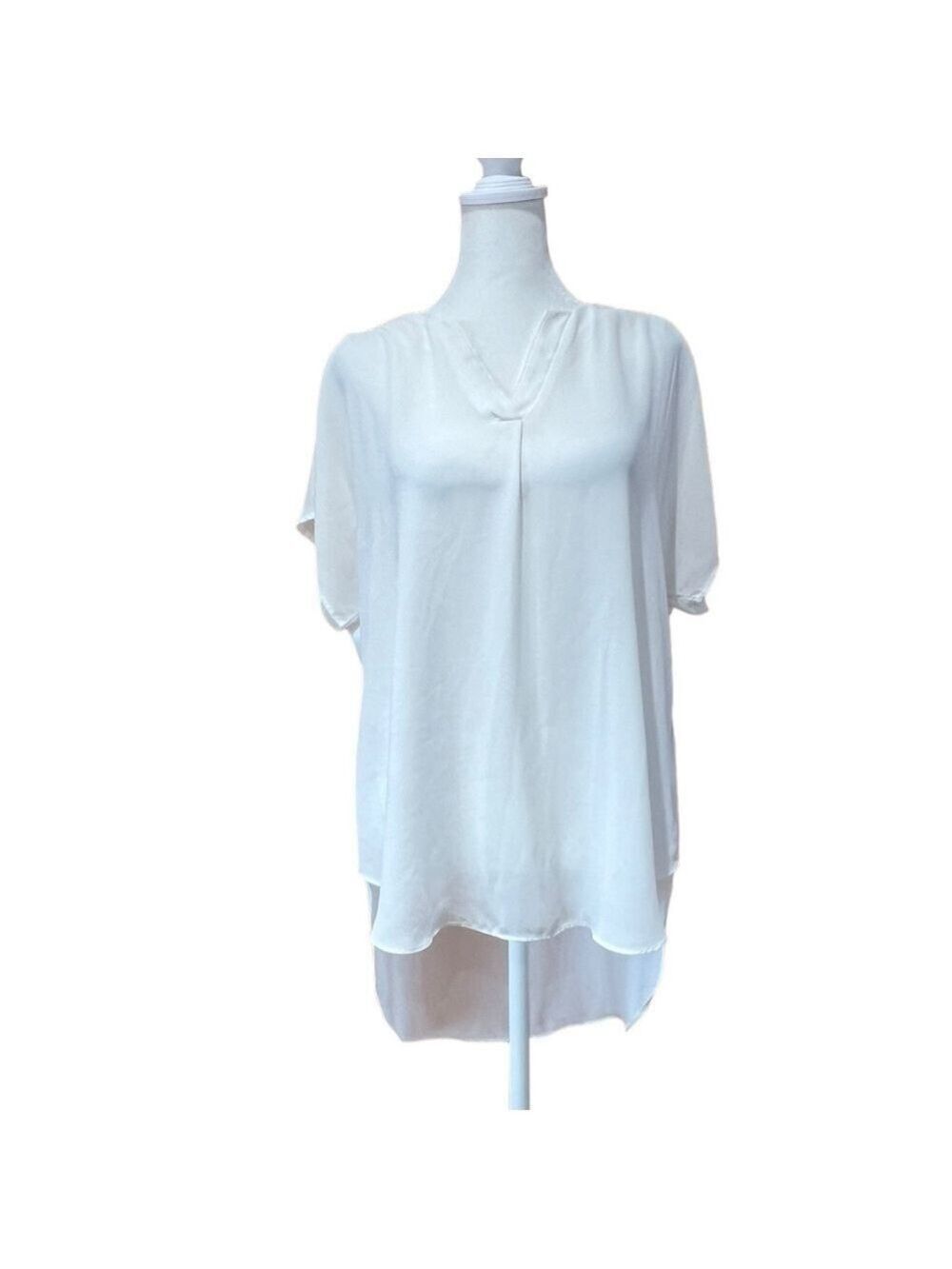 Sami & Jo White Sheer Blouse Short Sleeve Small